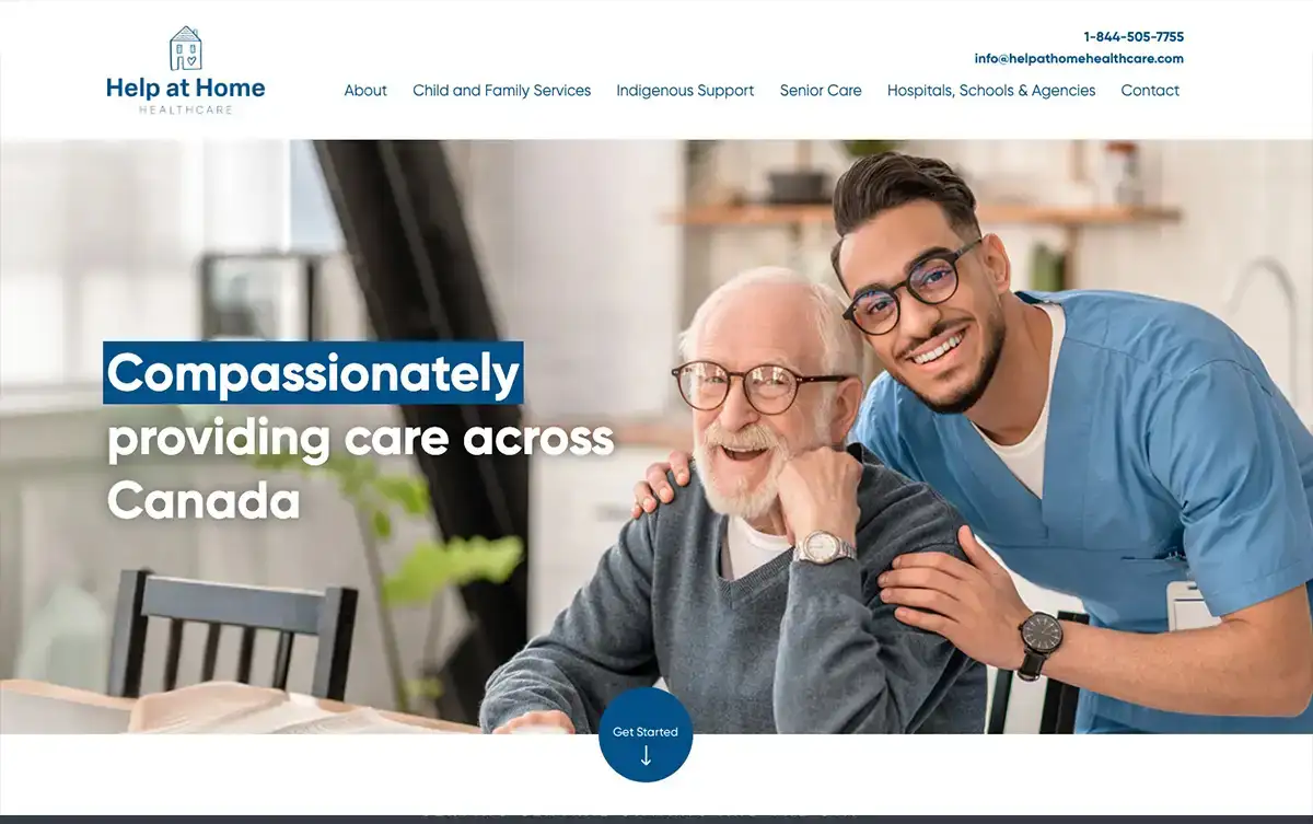 Help at Home Healthcare in home care website design