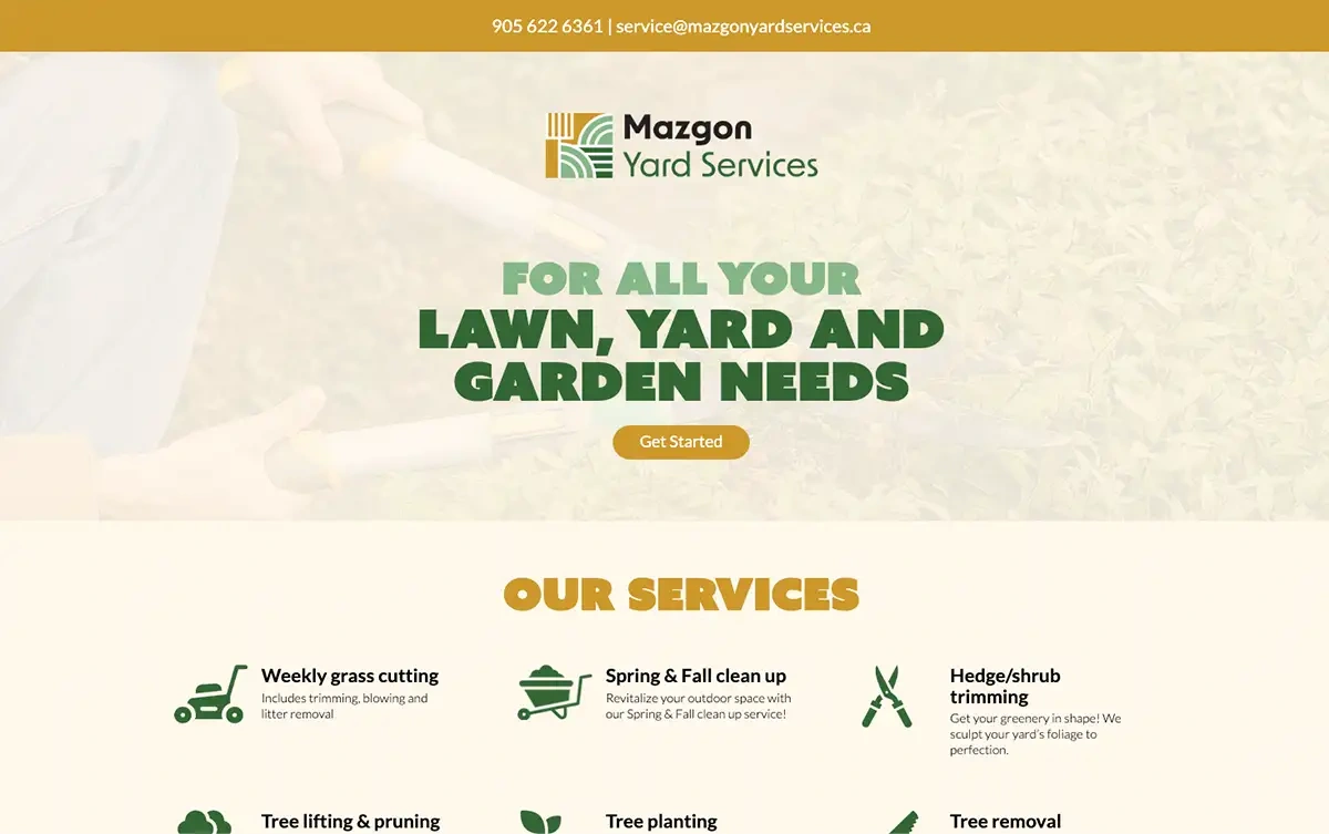 Mazgon Yard Services lawn yard and garden website design